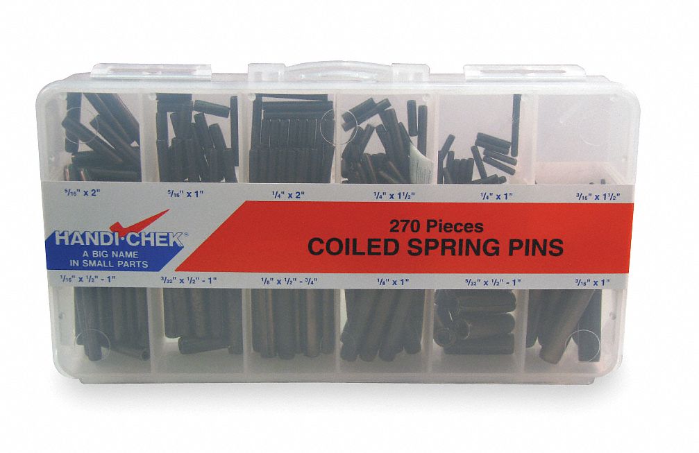 2NRY5 - Coiled Spring Pin Asst Std Plain 270 PC