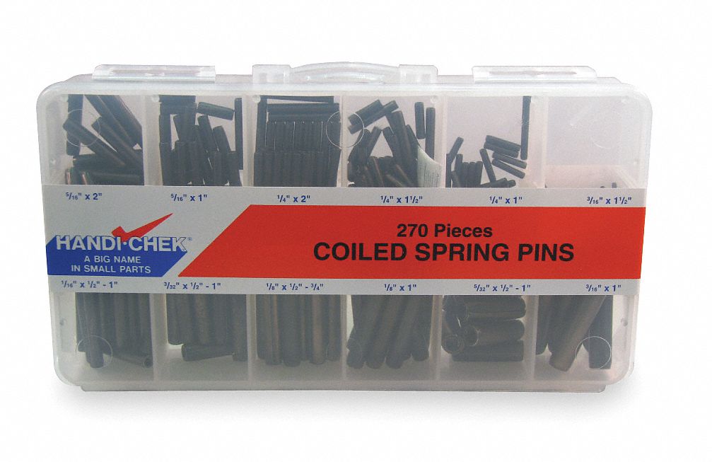 Itw Bee Leitzke Pin Assortment Coiled Spring High Carbon Steel Plain 16 Sizes 270 Pieces 