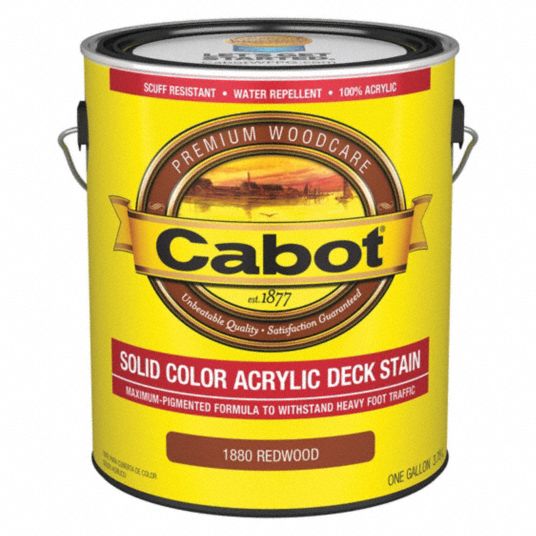 CABOT Low Luster Solid Acrylic Stain for Concrete, Wood, Redwood, 1 gal ...