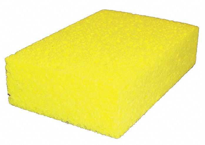 TOUGH GUY Sponge: Cellulose, 6 in Lg, 4 1/4 in Wd, 1 5/8 in Ht, Yellow
