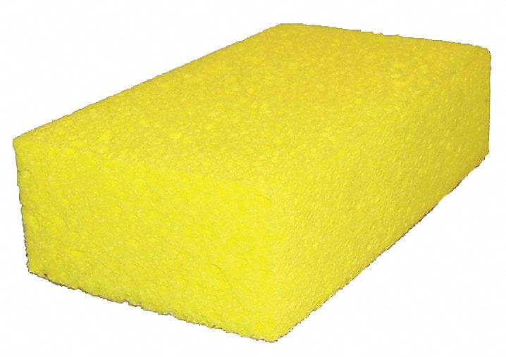 Sponge: 4 5/16 in Lg, 7 1/2 in Wd, Cellulose, Yellow