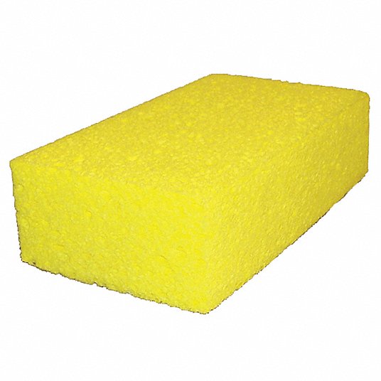 Sponge: 4 5/16 in Lg, 7 1/2 in Wd, Cellulose, Yellow
