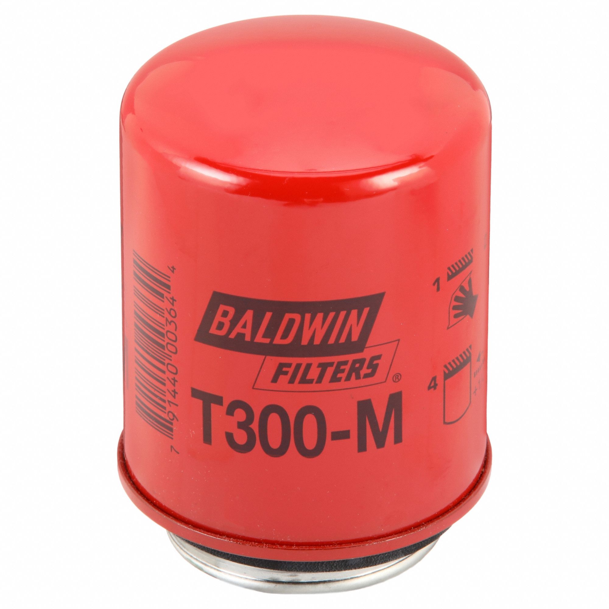 Oil Filter: T300M, 2 3/4"-4 Thread Size, 4 7/8 in Overall Ht, 3 9/16 in Outside Dia