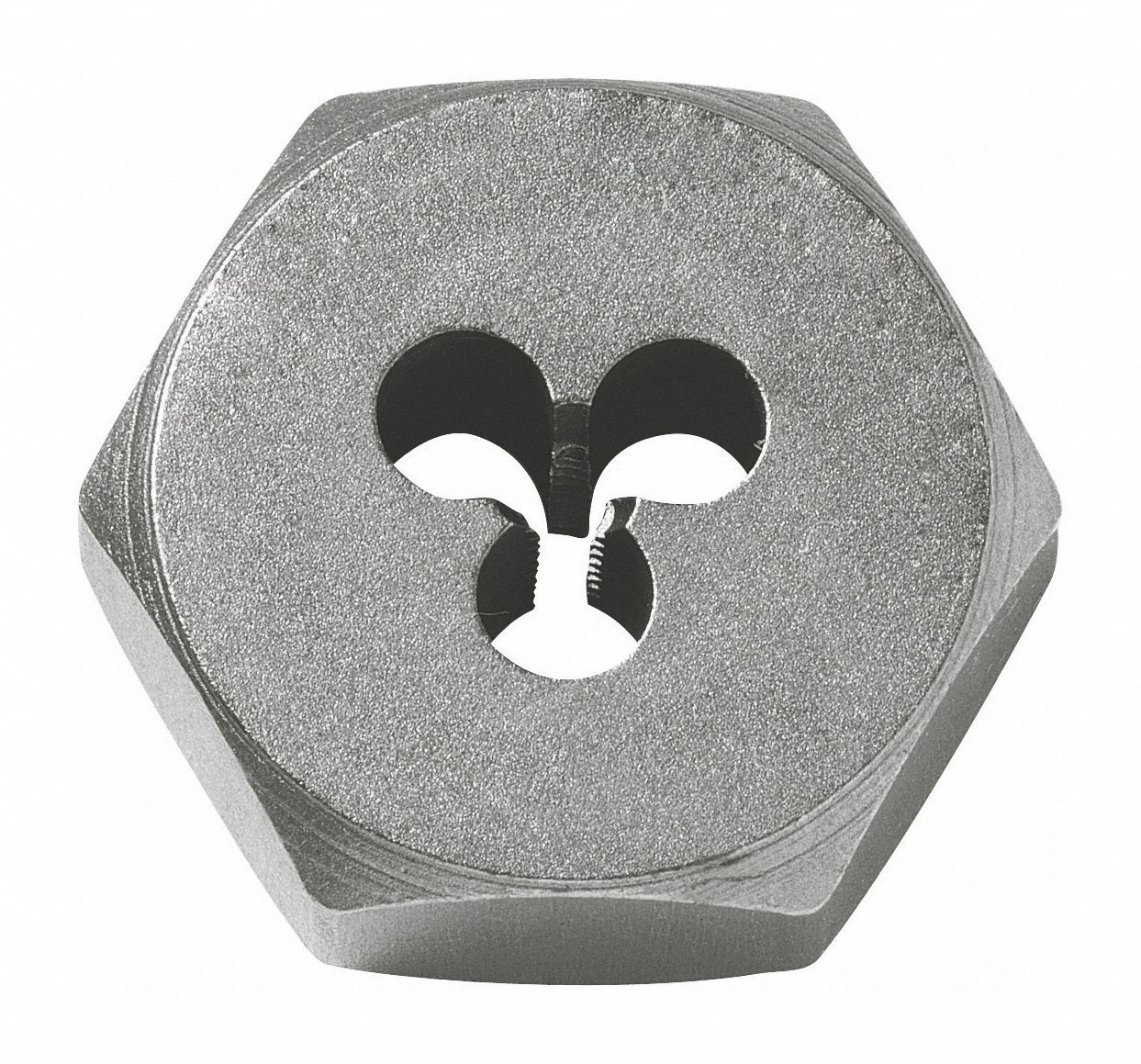 Hex Threading Die: Solid, Carbon Steel, Right Hand, #6-32 Thread Size, 3/8 in Die Thick