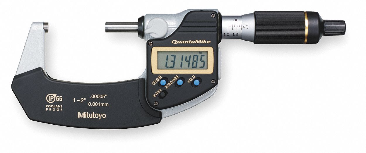 MITUTOYO IP65 Digital Outside Micrometer 1 in to 2 in Range, IP65, ±0.
