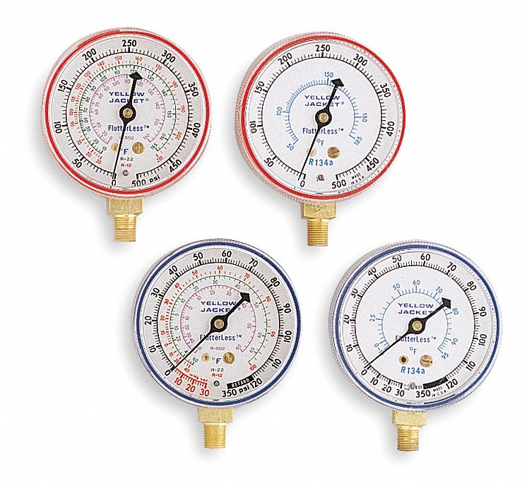 HIGH SIDE GAUGE, HIGH SIDE GAUGE, 0 TO 500 PSI, NON-LIQUID FILLED, 2½ IN DIA