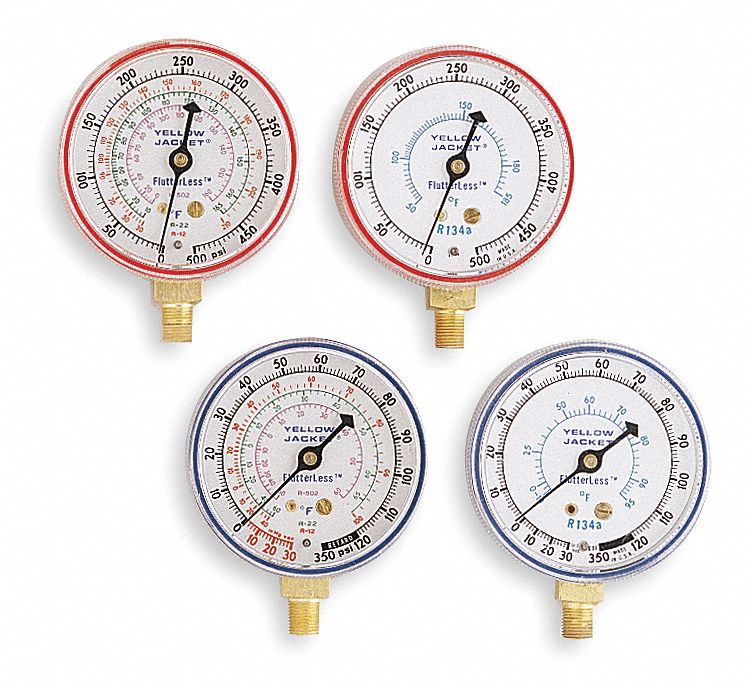 ITEM 2 1/2 IN RED PRESSURE GAUGE