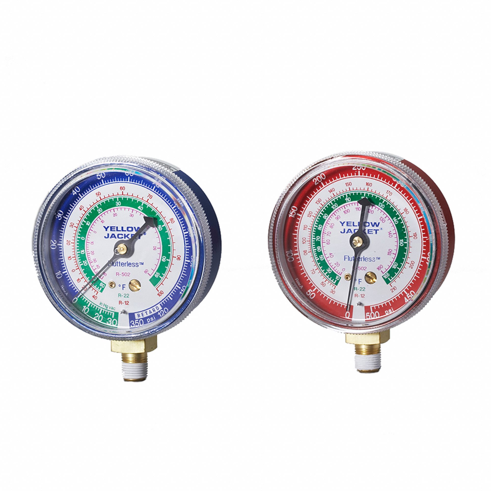 High Side Gauge: High Side Gauge, 0 psi to 500 psi, Non-Liquid Filled, 2 1/2 in Dia