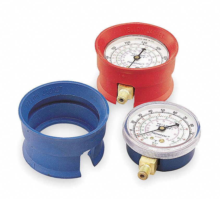 MANIFOLD GAUGE BOOT SET, 3⅛ IN DIAMETER, BLUE/RED