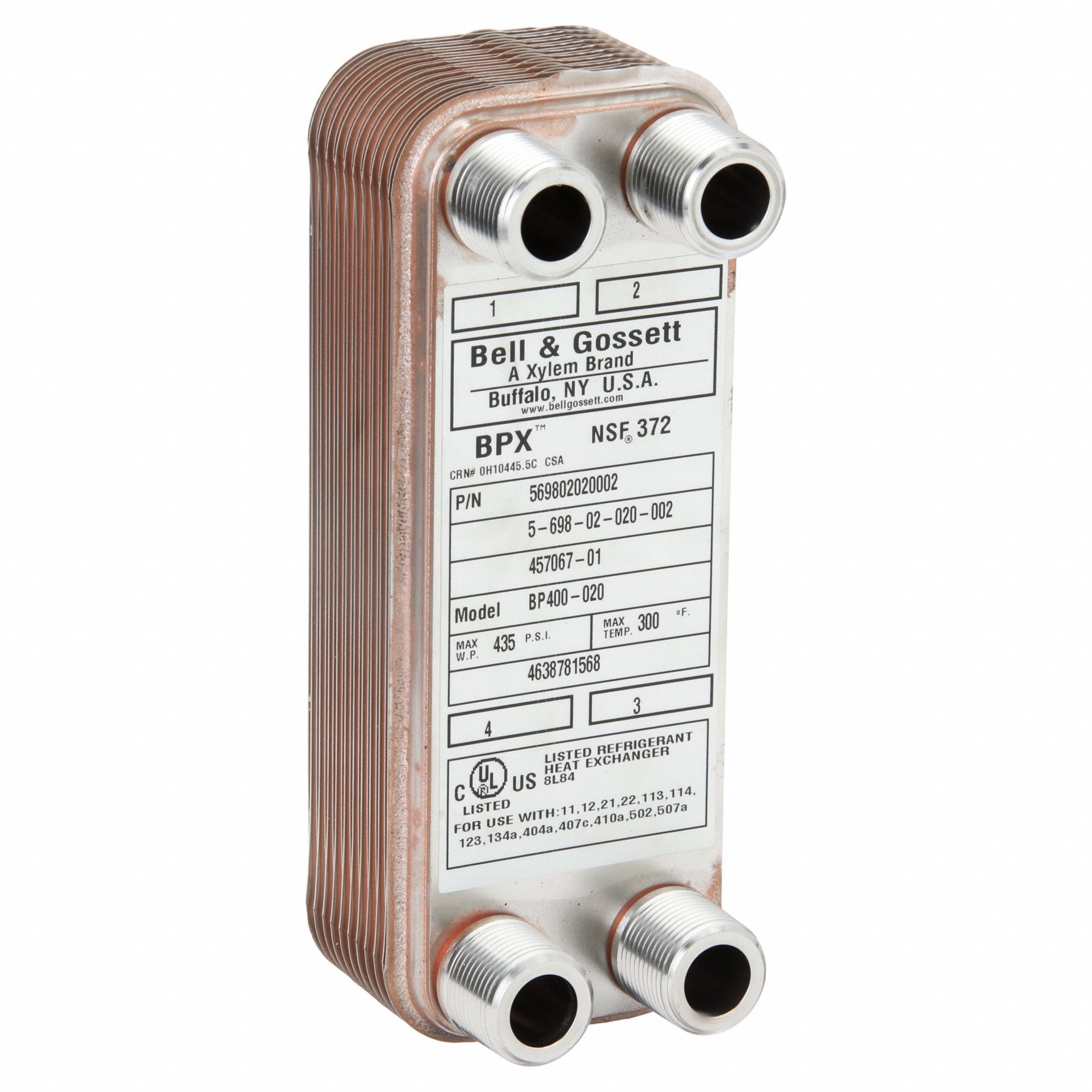 150,000 BtuH Water / 21,000 BtuH Oil, 25 gpm, Heat Exchanger 2NXR1