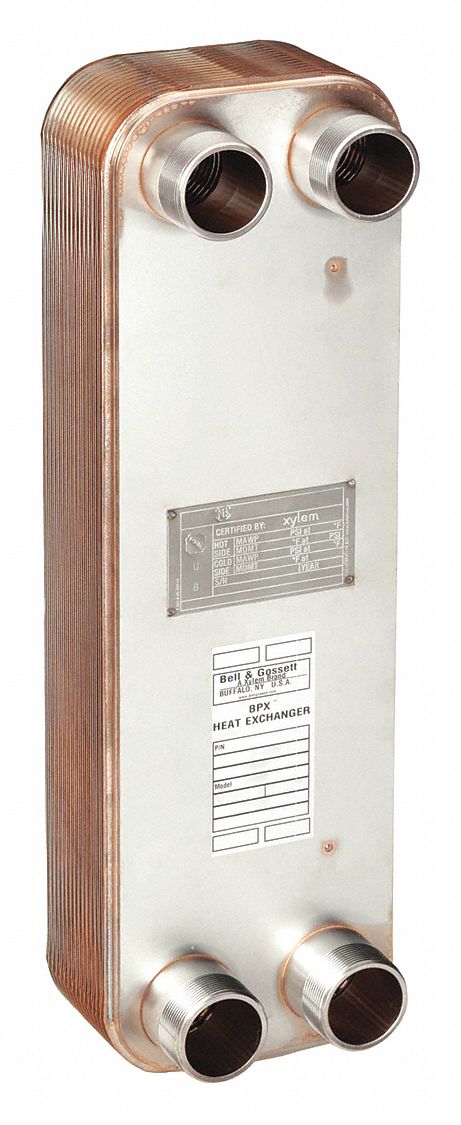 Heat Exchanger: 1, 100, 000 BtuH Water / 190, 875 BtuH Oil, 225 gpm, 29.76 sq ft, Copper Braze