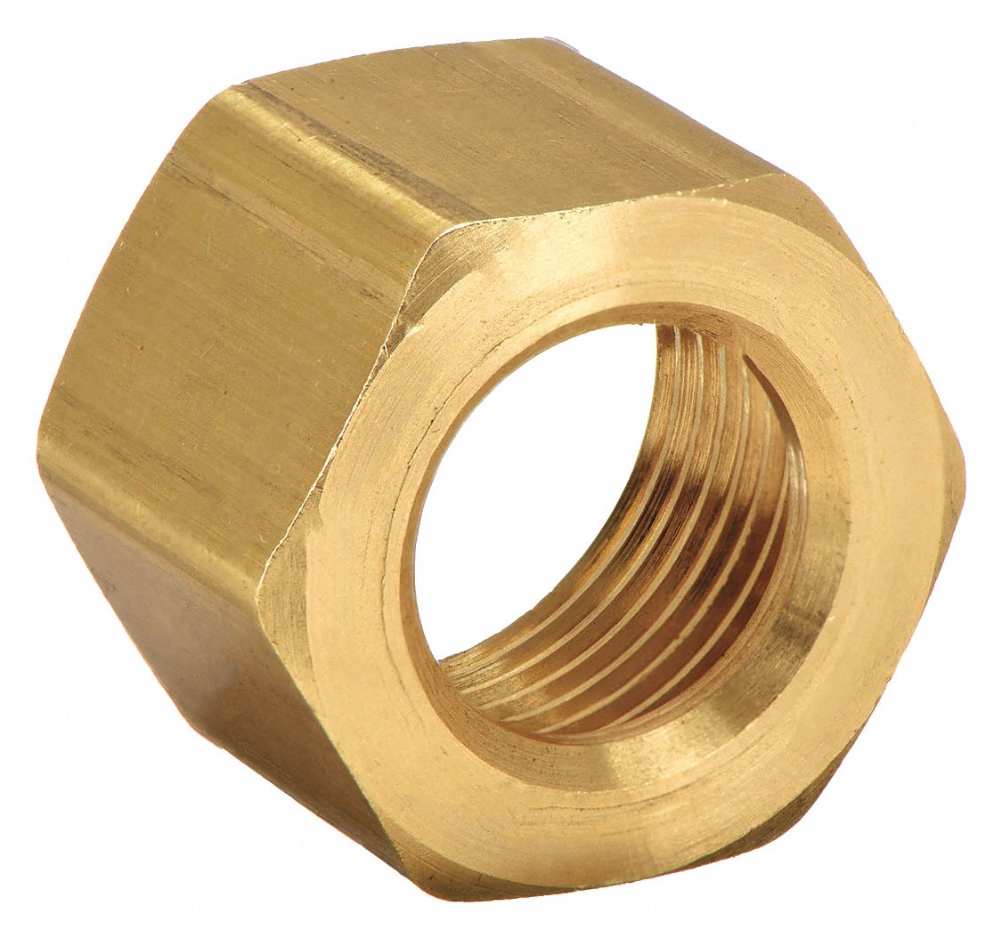 NUT: BRASS, COMPRESSION, FOR ¼ IN TUBE OD, 7/16-24 THREADING SIZE, THERMOPLASTIC