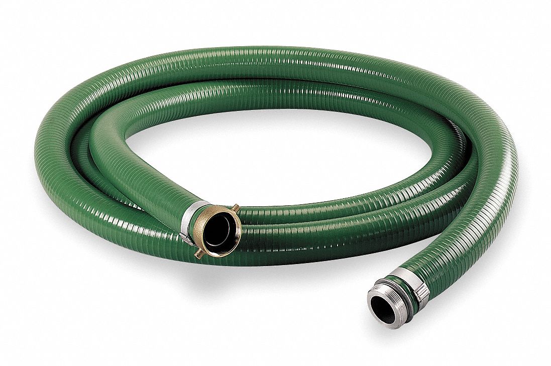 Water Suction and Discharge Hose: 2 in Hose Inside Dia., 79 psi, Green, 2  in x 2 in Fitting Size