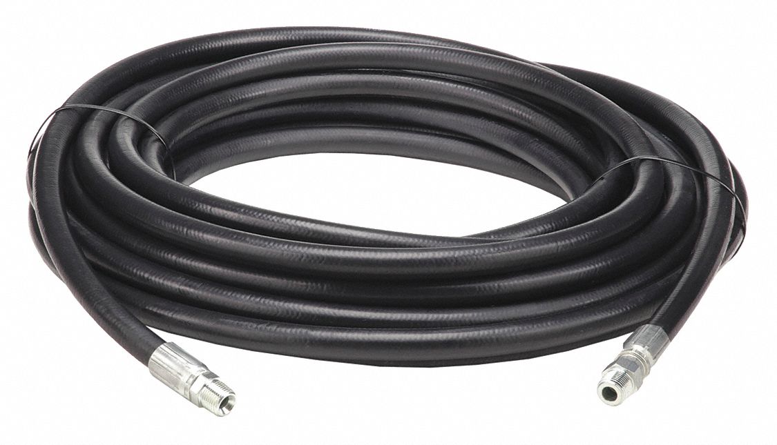 PRESSURE WASHER HOSE, ⅜ IN ID, 30 FT L, NEOPRENE, BLACK, ⅜ X ⅜ IN FITTING, 3,000 PSI