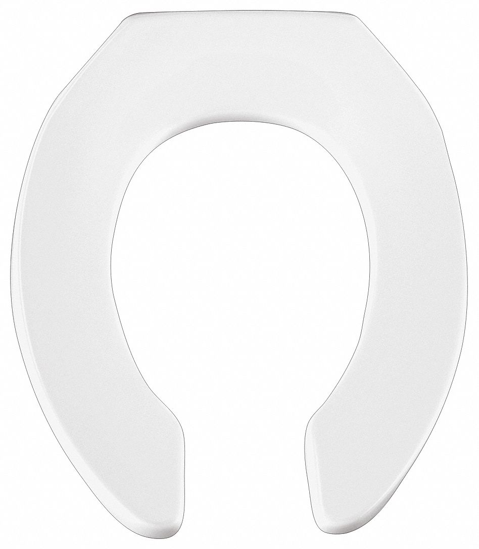 Toilet Seat: Open, Cover Not Included, Plastic/Stainless Steel, External Check, 2 3/16 in Seat Ht