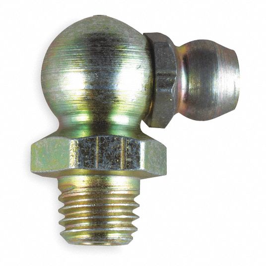GRAINGER APPROVED Standard Grease Fitting, 1/4"28 SAELT, 90.0°, Zinc
