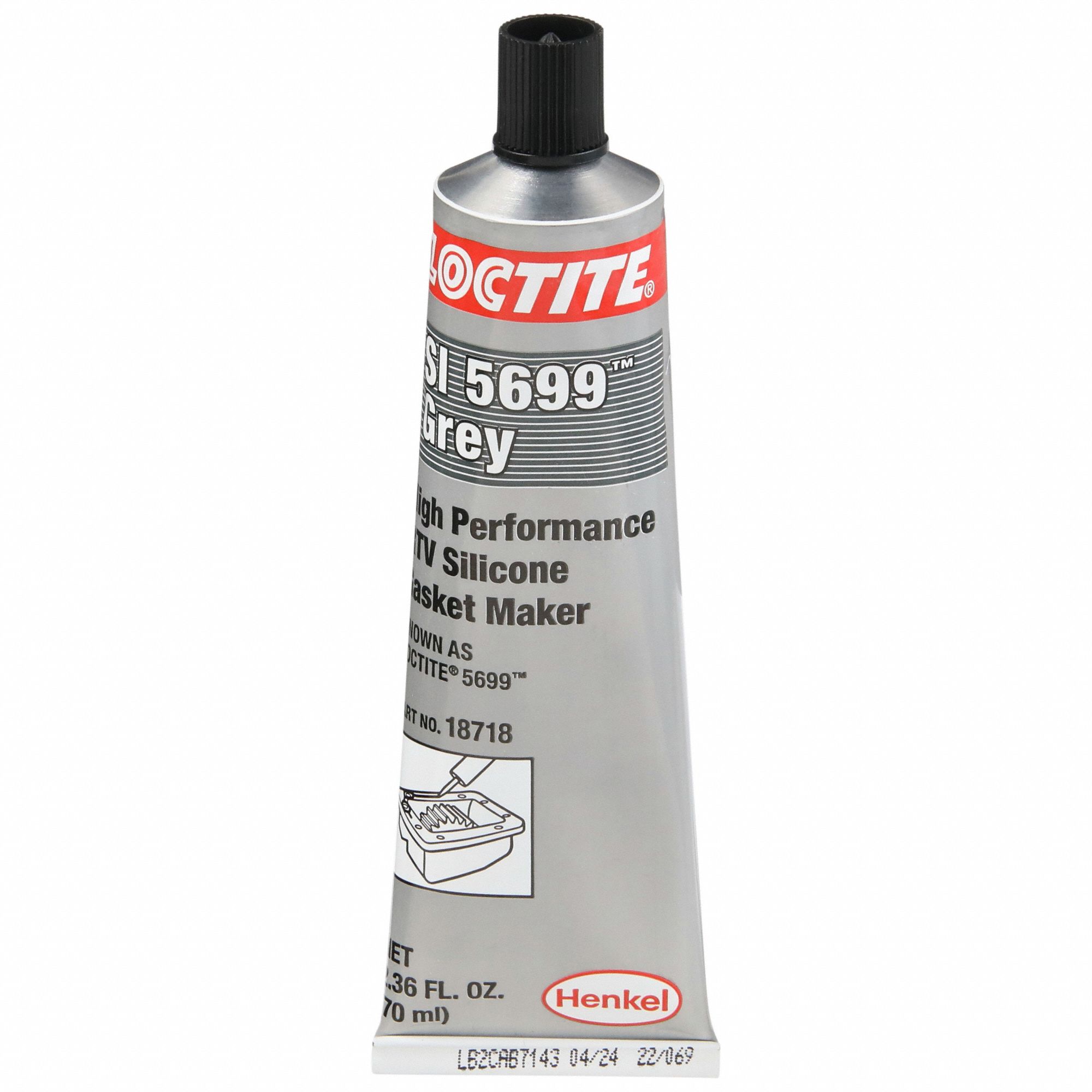 RTV GASKET MAKER, SI 5699, 2.37 FL OZ, TUBE, GREY, OIL RESISTANT
