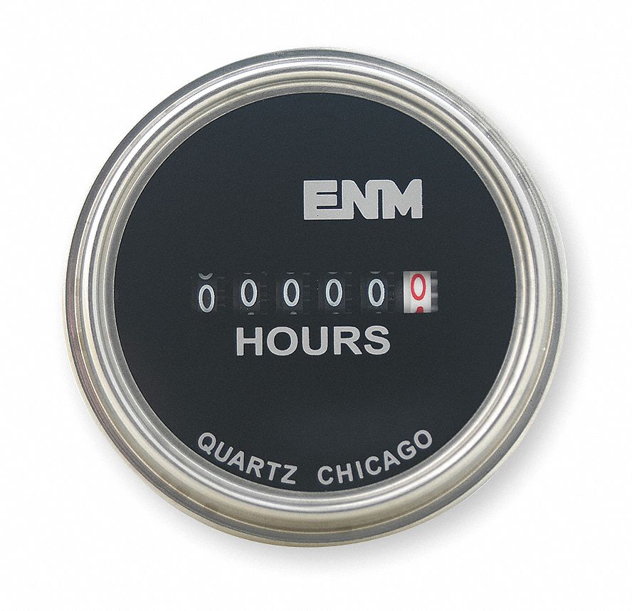 HOUR METER, ELECTRICAL, FLUSH ROUND, STAINLESS STEEL, 2.31 IN