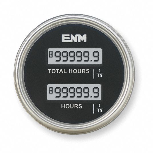 ENM Hour Meter, Hours and Tenths Display Units, Number of Digits 6, Round 2PAY2PT1210A0