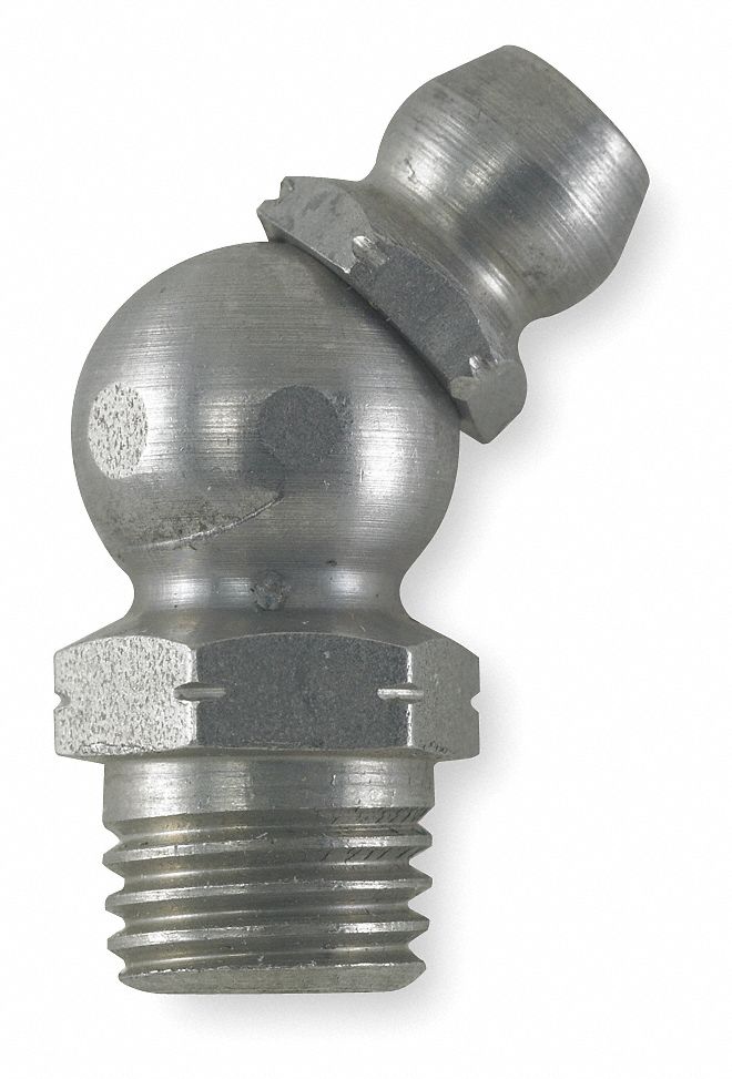GRAINGER APPROVED Standard Grease Fitting, M81.00mm Metric, 45