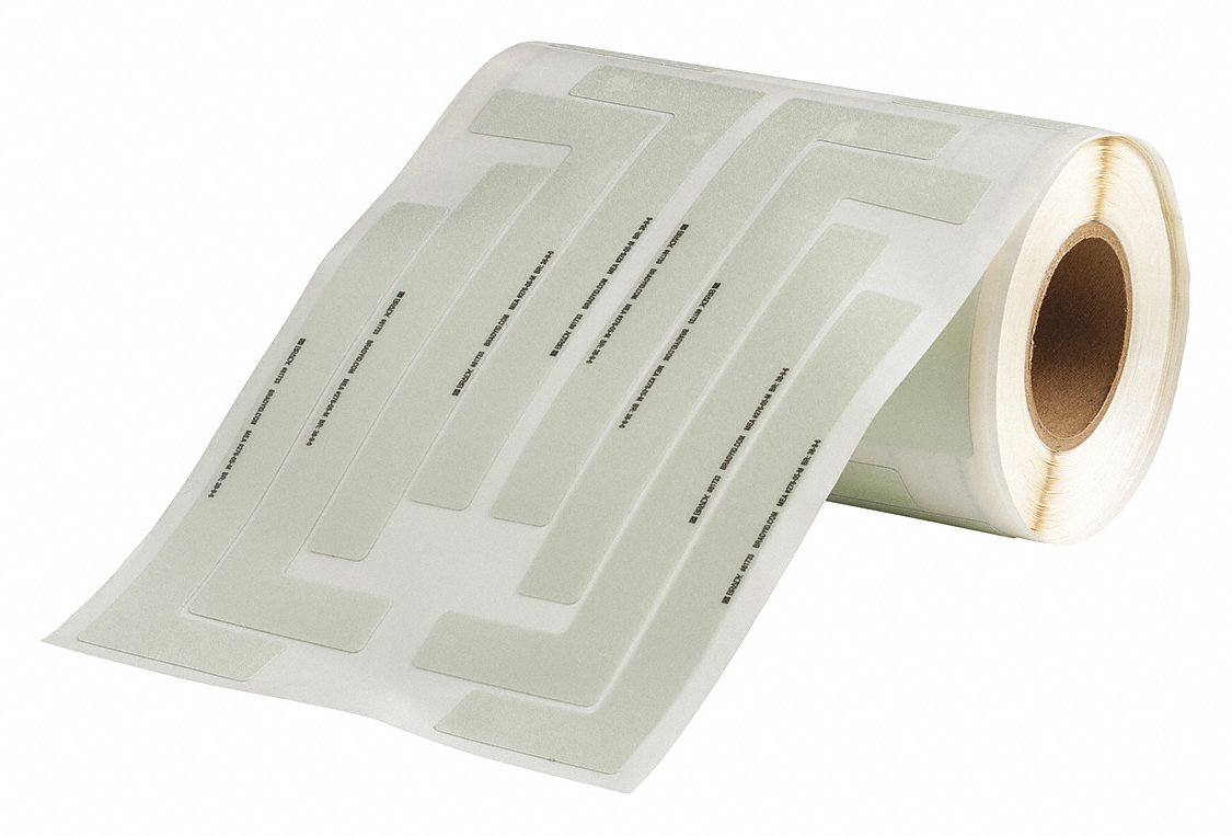 FLOOR MARKING TAPE, L, SOLID, WHITE, NO LEGEND, 3 IN X 9 IN, 18.5 MIL THICKNESS, BRADY, BRADYGLO, 520 PK