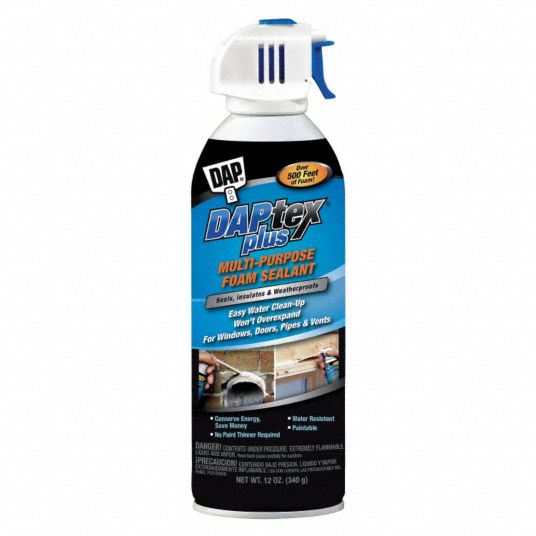 DAP Insulating Spray Foam Sealant 1 Components, 12 oz Size, Aerosol Can, White, R4 2PE56