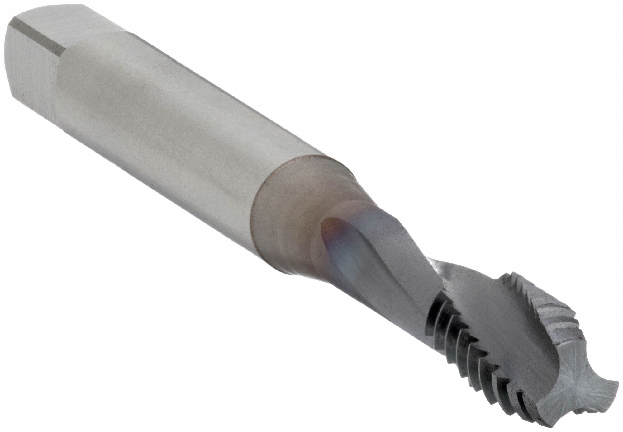 Spiral Flute Tap: 1/4"-20 Thread Size, 3/8 in Thread Lg, 2 1/2 in Overall Lg, Modified Bottoming