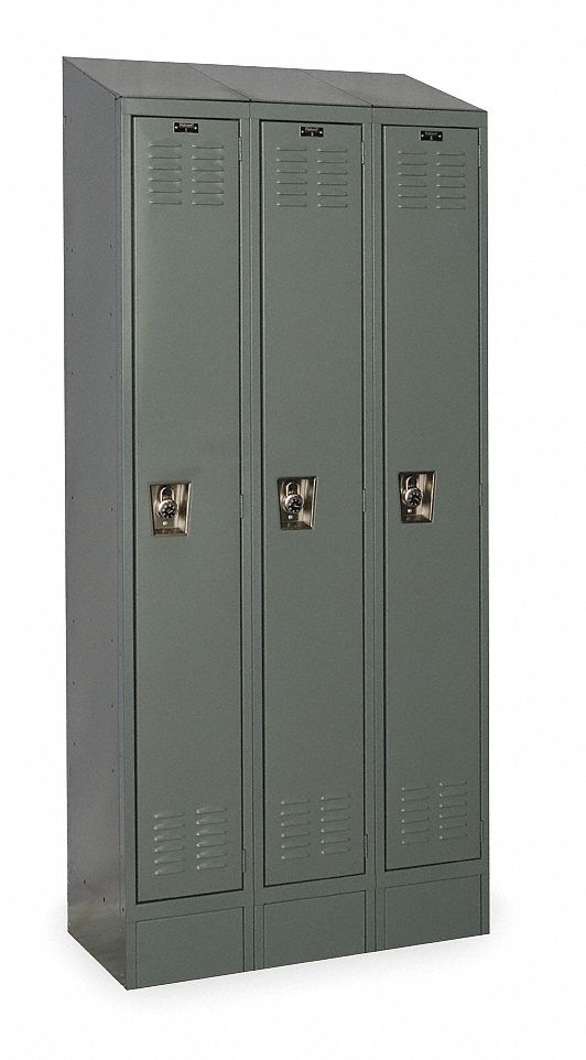 Wardrobe Locker: 36 in x 12 in x 78 in, Louvered, 1 Tiers, 3 Units Wide, Padlock Hasp