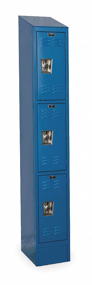 Wardrobe Locker: 12 in x 12 in x 78 in, Louvered, 3 Tiers, 1 Units Wide, Padlock Hasp