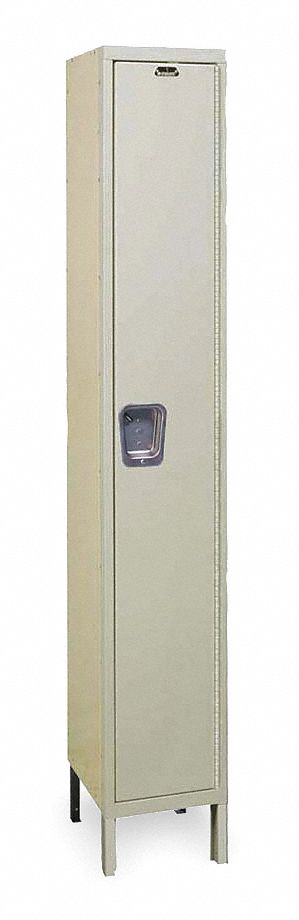 Wardrobe Locker: 12 in x 12 in x 78 in, Solid, 1 Tiers, 1 Units Wide, Padlock Hasp, Tan