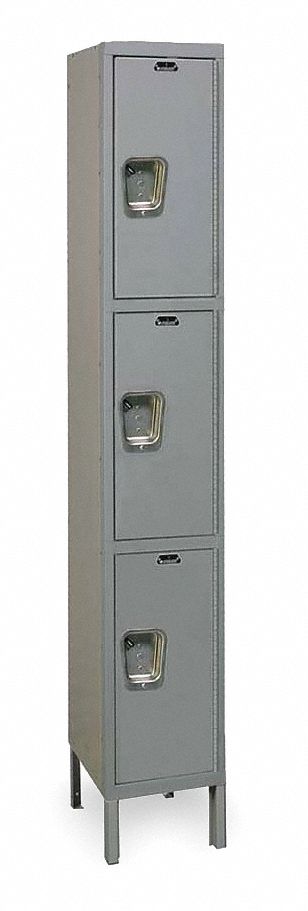 Wardrobe Locker: 12 in x 12 in x 78 in, Solid, 3 Tiers, 1 Units Wide, Padlock Hasp, Steel
