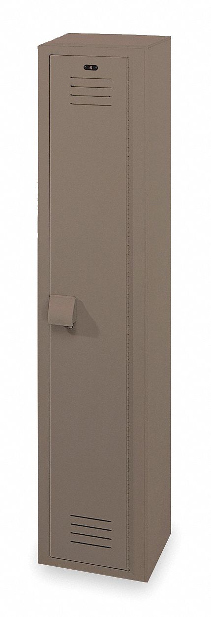 Wardrobe Locker: 12 in x 18 in x 72 in, Louvered, 1 Tiers, 1 Units Wide, Padlock Hasp, Gray