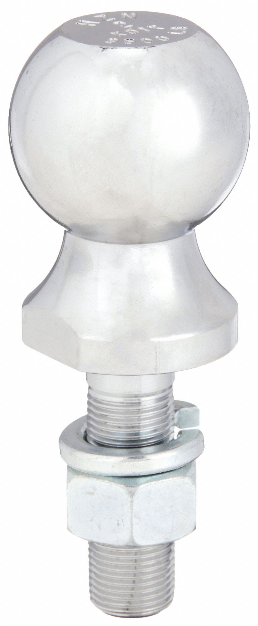 Trailer Hitch Ball: II, 3, 500 lb Gross Vehicle Wt Capacity, 2 in Ball Dia, Steel, Chrome