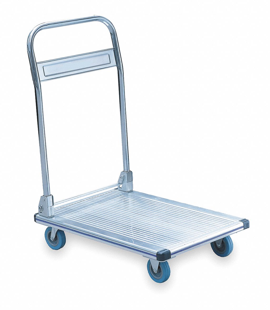 ALUMINUM-DECK PLATFORM TRUCK, 330 LB LOAD CAPACITY, 30 IN X 18 IN X 6 IN, RUBBER