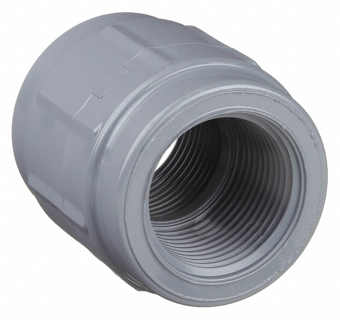 COUPLING: 1 IN X 1 IN FITTING, SCHEDULE 80, FEMALE NPT X FEMALE NPT, 315 PSI AT 73 ° F, GREY