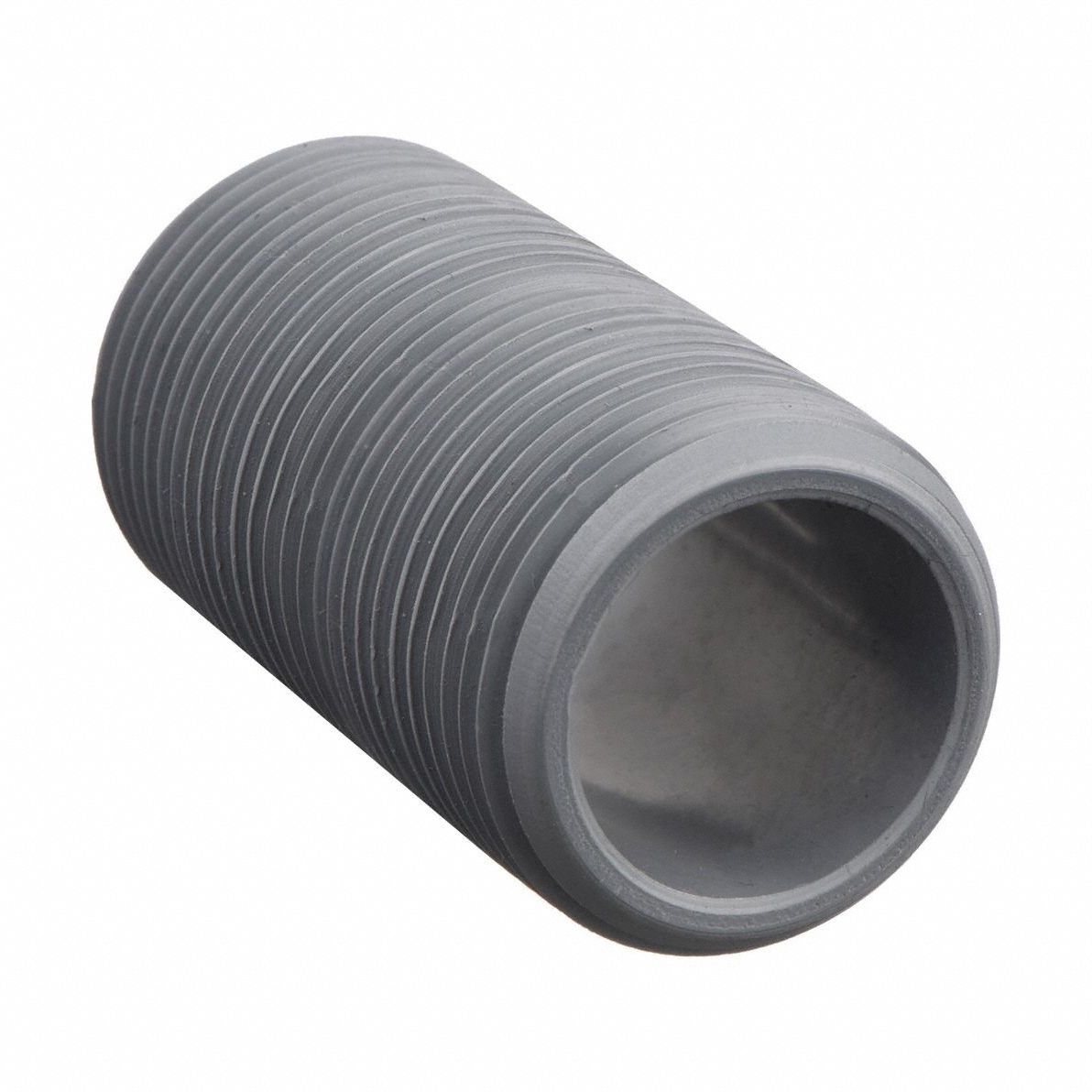 Nipple: ChlorFIT, CPVC, 1 1/4 in Nominal Pipe Size, 1 63/100 in Overall Lg, Fully Threaded, Gray
