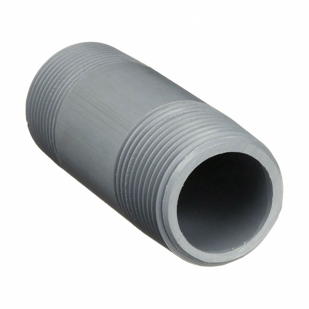 Nipple: ChlorFIT, CPVC, 1 1/2 in Nominal Pipe Size, 3 in Overall Lg, Threaded on Both Ends, Gray