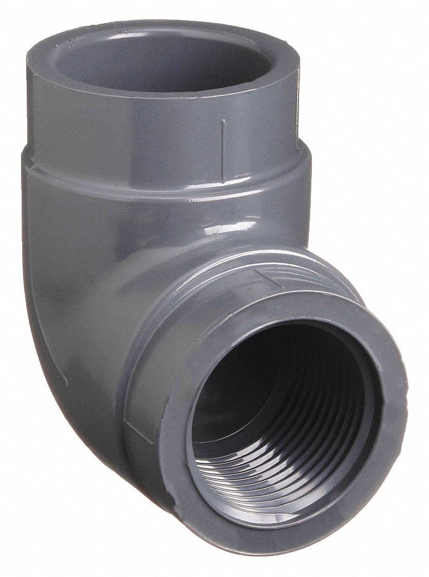 90 °  ELBOW: 1½ IN X 1½ IN FITTING, SCHEDULE 80, FEMALE SOCKET X FEMALE NPT, GREY