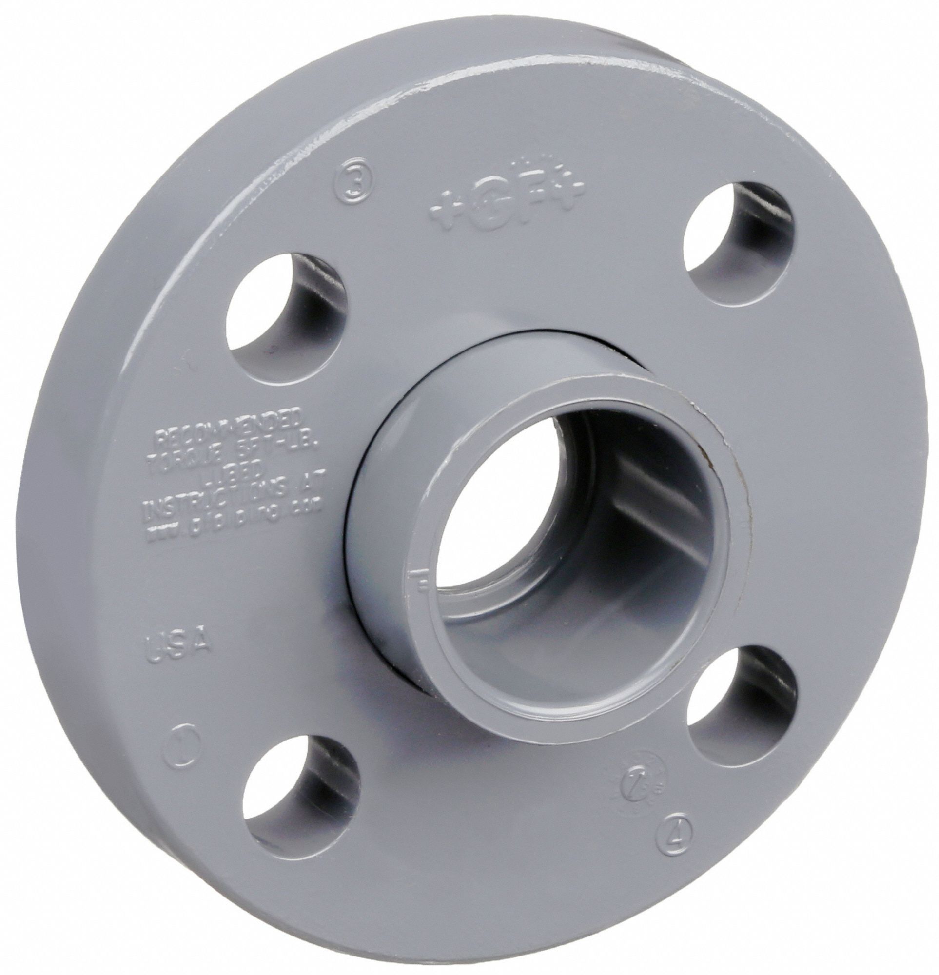 Pipe Flange: Schedule 80, PVC, 1 in Size, Socket, Female, Gray, 150 psi Max Op Pressure, Class 150