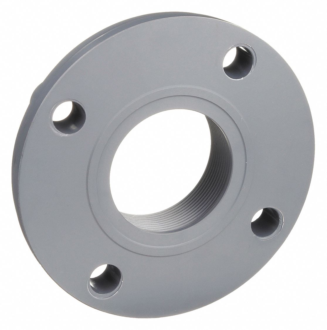 Pipe Flange: Schedule 80, PVC, 2 1/2 in Size, Threaded, Female NPT, Gray, 150 psi Max Op Pressure