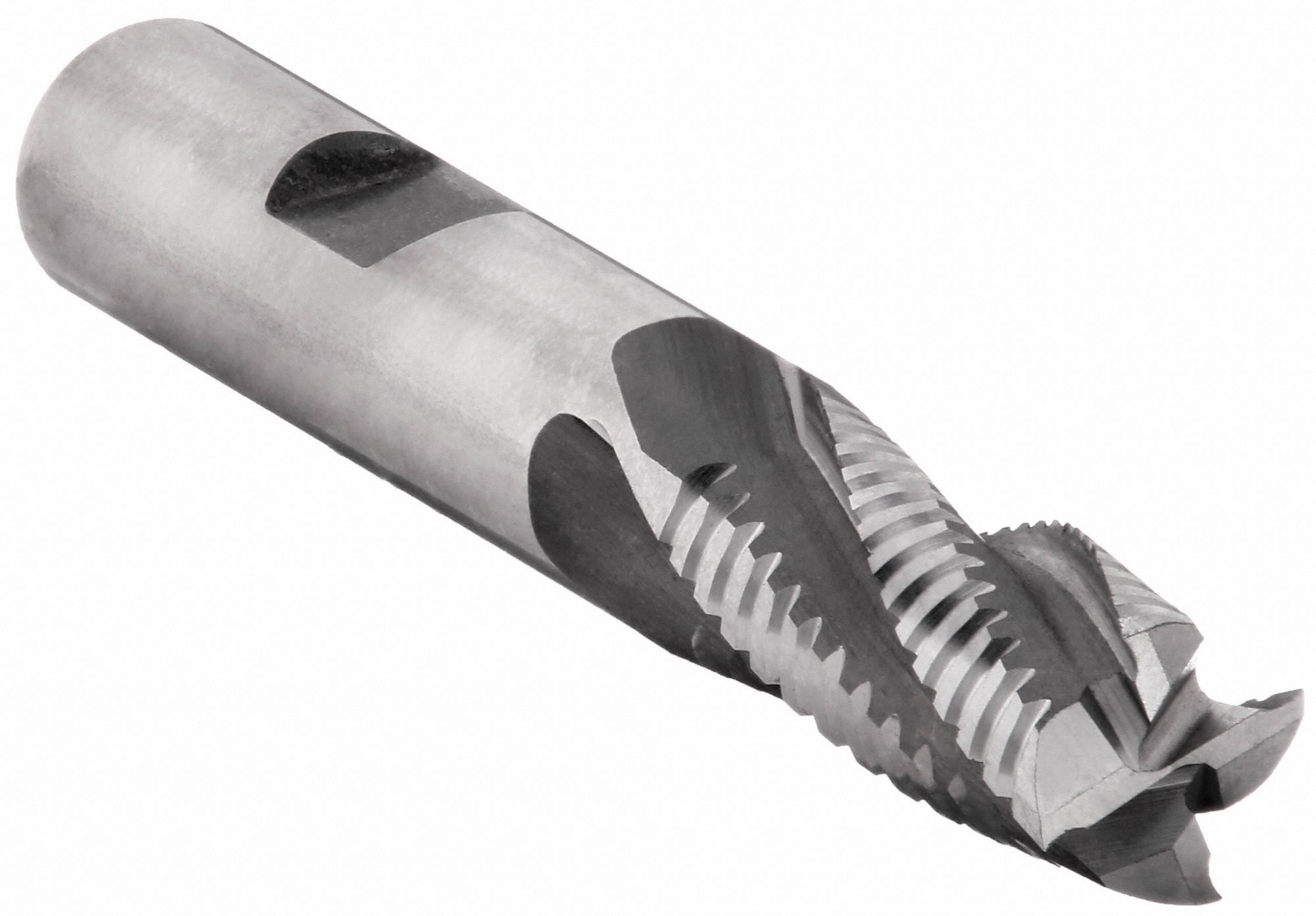 Roughing End Mill: Cobalt, 4 Flute, 1/2" Mill Dia, 1-1/4" LOC, 3-1/4" OAL