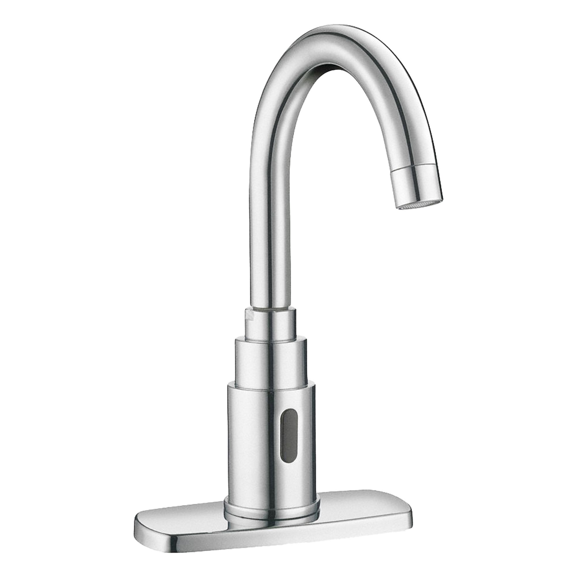 Bathroom Sensor Faucet: SF, Brass, Chrome Finish, Single-Post, Battery, Back-Check Tee
