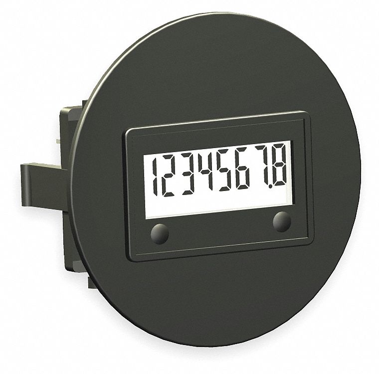 LCD HOUR METER, SAE ROUND FLUSH, 8 DIGIT