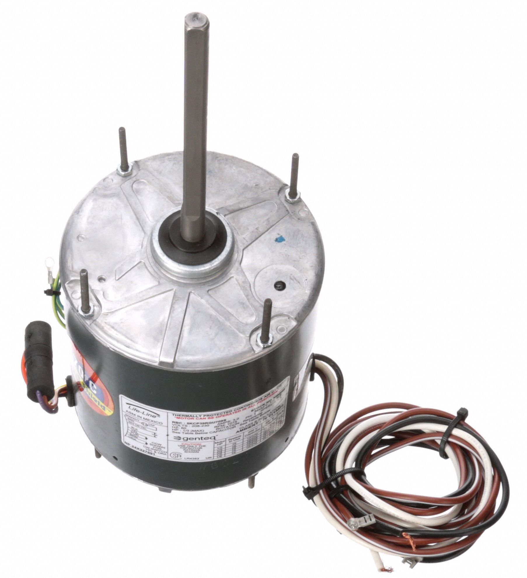 GENTEQ Condenser Fan Motor, 1/2 to 1/6 HP, Permanent Split Capacitor ...