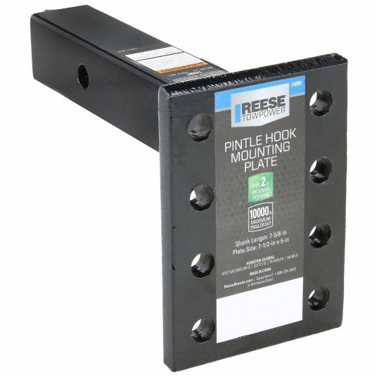 REESE Pintle Hook Mounting Plate: 12,000 lb Gross Vehicle Wt Capacity, 2 in  x 2 in