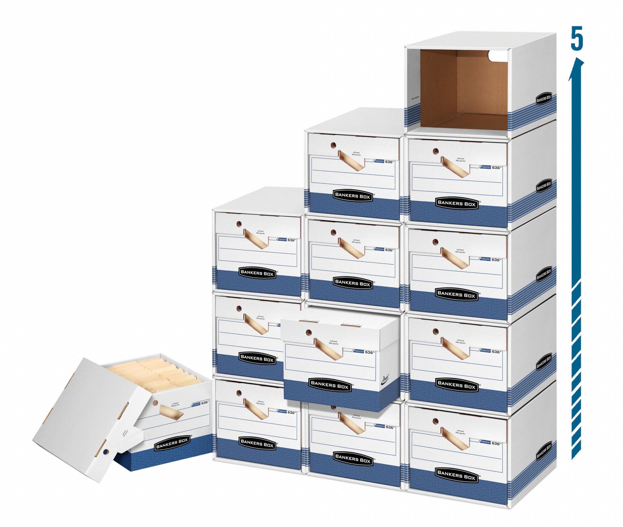 BANKERS BOX Record Storage Box Letter/Legal File Size, 10 in Ht, Lift