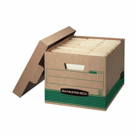 Bankers Box Stor/File Extra Strength Storage Boxes, Kraft/Green - 12 pack