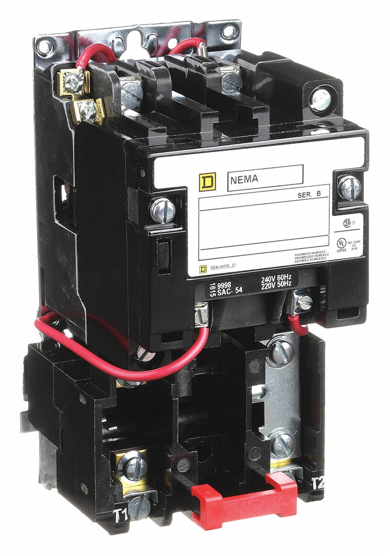 Magnetic Motor Starter: Non-Reversing, 2 Poles, NEMA Size 00, 9 A, 120V AC Coil