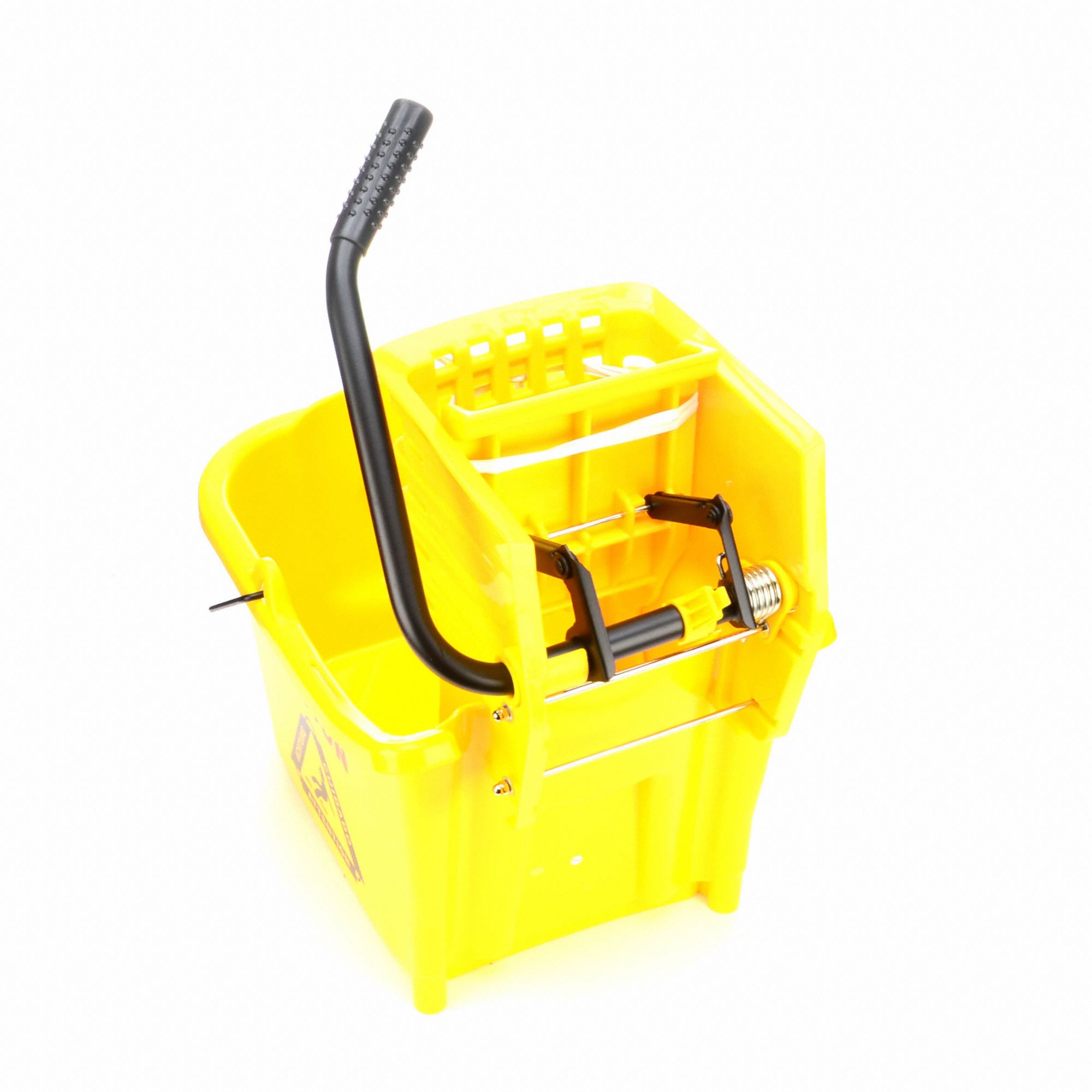 RW Clean 38 qt Yellow Plastic Mop Bucket - with Side Press Wringer - 22  1/2 x 16 1/4 x 36 1/2 - 1 count box