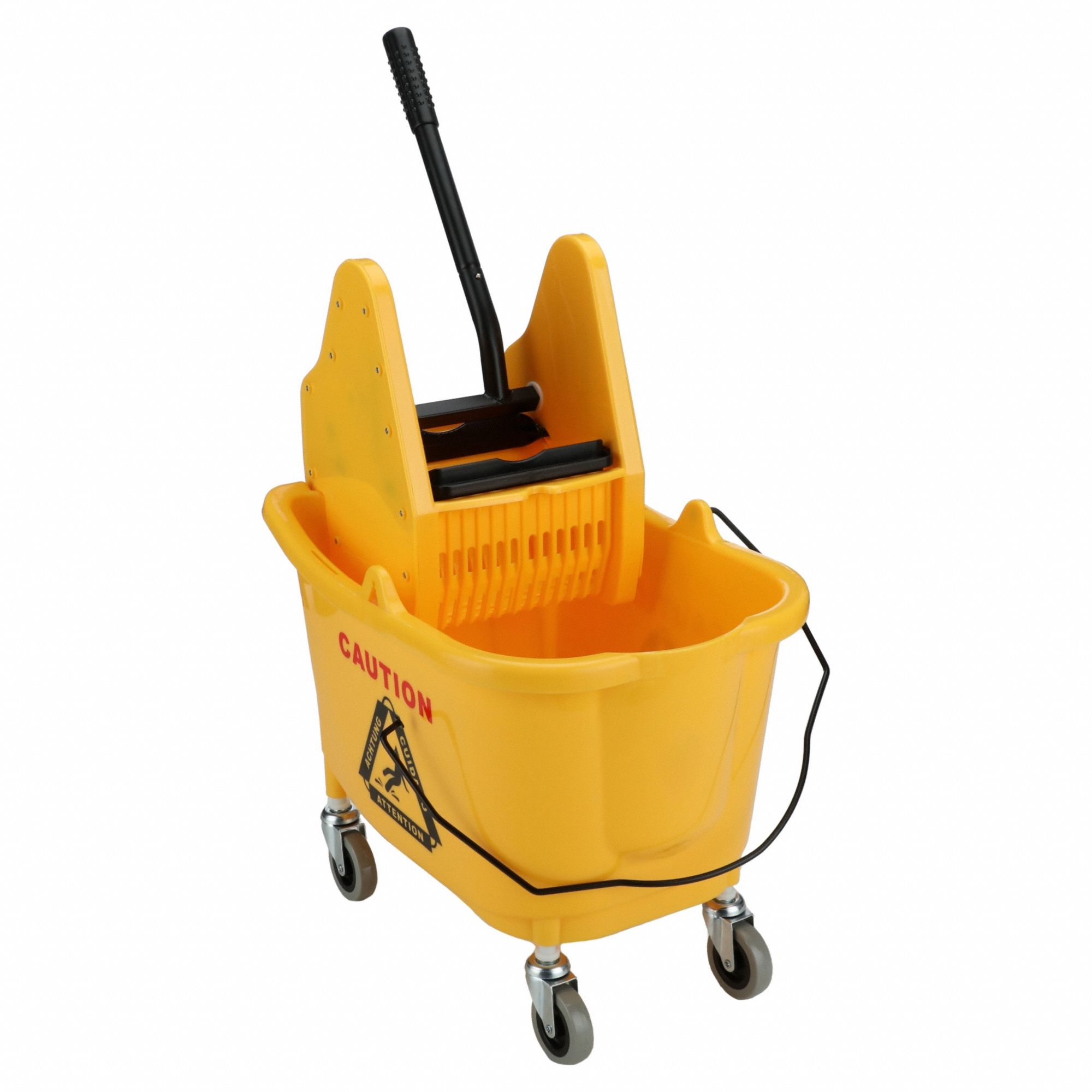 MOP BUCKET AND WRINGER,YELLOW,8 3/4 GAL